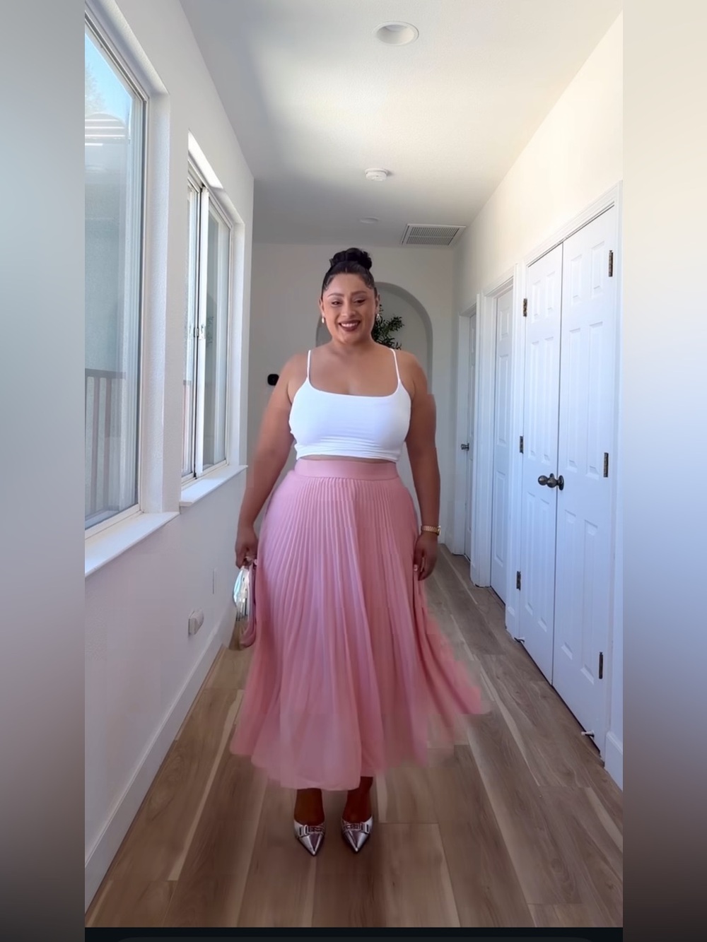 Peach colored skirt